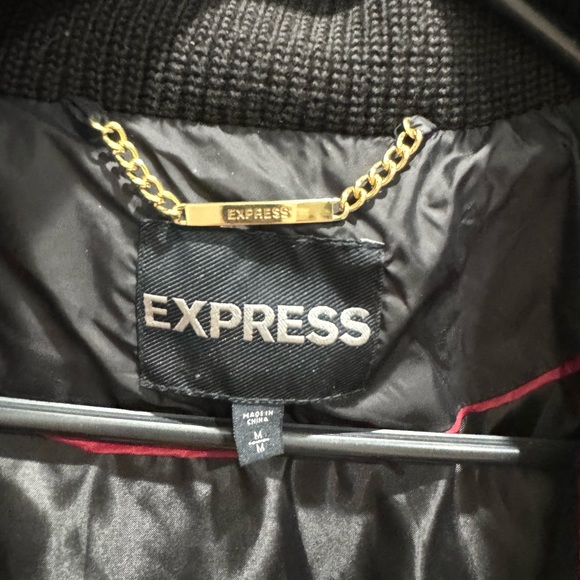 Express Belted Black Puffer Down Coat | Size M - Picture 9 of 9